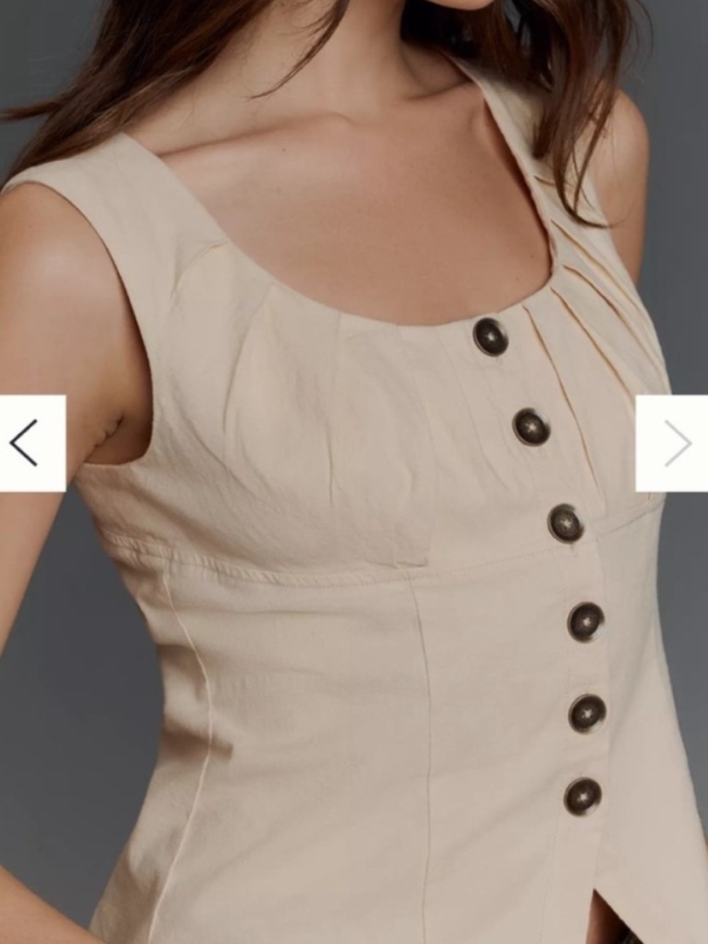 Anthropologie Cream Linen-Blend Sleeveless Button-Front Top XL - Picture 7 of 7